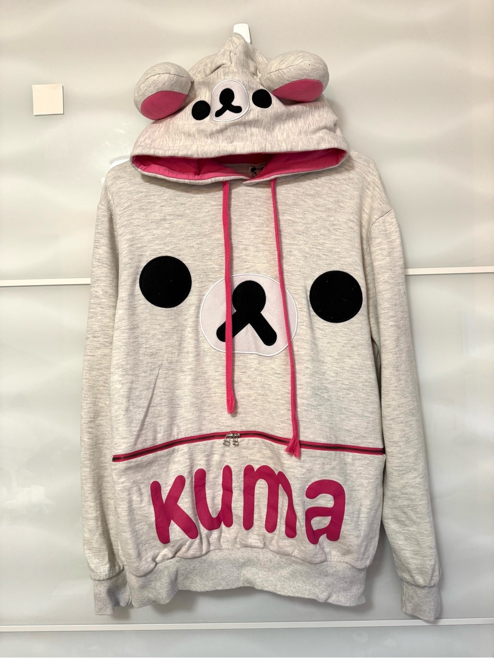 Rilakkuma hoodie grey pink kawaii harajuku hoodie L SAN-X Sanrio hello kitty